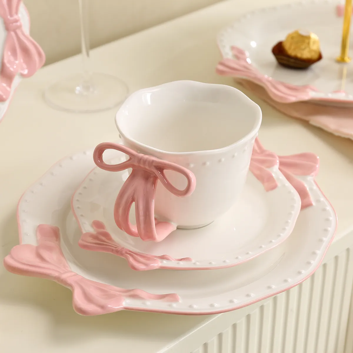 wedding-ceramic-tableware-set-in-bulk-with-bow-decorated-3