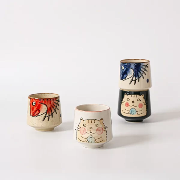 Cartoon Japanese Ceramic Tea Cups In Bulk with Gift Box - Image 3
