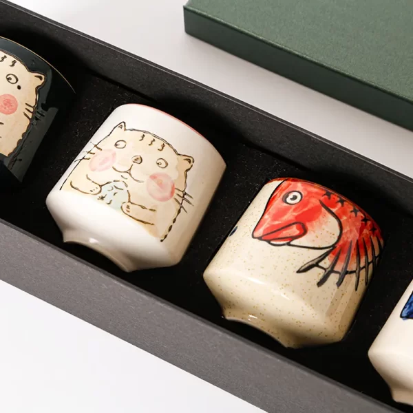 Cartoon Japanese Ceramic Tea Cups In Bulk with Gift Box - Image 2