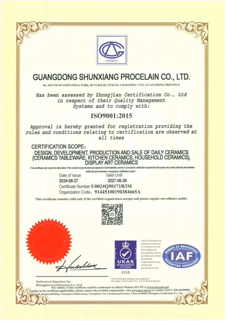 Premier-Ceramic-Tableware-Manufacturer-Con-ISO-9001-certificación
